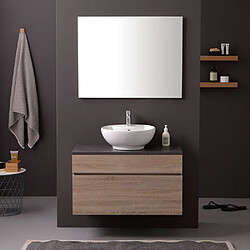 Kiamami Valentina MEUBLE DE SALLE DE BAIN 90CM AVEC PLAN EN ARDOISE POUR LAVABO D'APPUI EN CÉRAMIQUE | SOLE