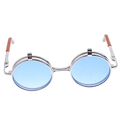 Avis 1/6 blythe poupées double lunettes plissées lunettes de soleil bleu lentille dégradée argent