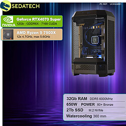 Sedatech PC Gamer Pro V360 • AMD Ryzen 9 7900X • RTX4070 Super • 32Go DDR5 • 2To SSD M.2 • sans OS