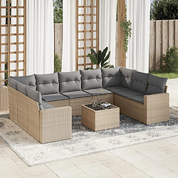 Maison Chic Salon de jardin avec coussins 10 pcs | Ensemble de Table et chaises | Mobilier d'Extérieur beige résine tressée -GKD58014