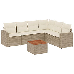 vidaXL Salon de jardin avec coussins 7 pcs beige résine tressée