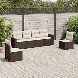 vidaXL Salon de jardin avec coussins 6 pcs marron résine tressée