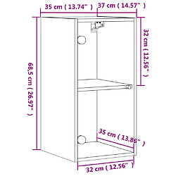 vidaXL Armoire murale avec portes en verre blanc 35x37x68,5 cm pas cher