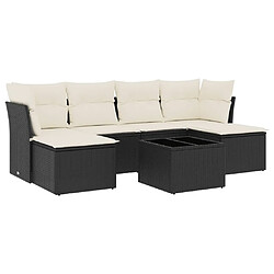 Maison Chic Salon de jardin 7 pcs avec coussins | Ensemble de Table et chaises | Mobilier d'Extérieur noir résine tressée -GKD39155