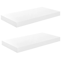 vidaXL Étagère murale flottante 2 pcs Blanc brillant 50x23x3,8 cm MDF