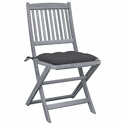 Maison Chic Lot de 2 Chaises pliables d'extérieur avec coussins | Chaises de jardin | Fauteuil Relax Bois d'acacia -GKD37655