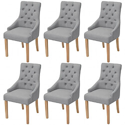 Decoshop26 Lot de 6 chaises de salle à manger cuisine capitonné design classique en tissu gris clair CDS022405