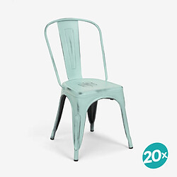 Ahd Amazing Home Design Lot de 20 chaises design industriel métal vintage shabby chic style Tolix Steel Old | Turquoise