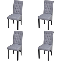 Decoshop26 Lot de 4 chaises de salle à manger cuisine dossier capitonné en tissu gris clair CDS021520 