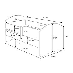 Acheter HT MEUBLES Lit enfant LOU avec tiroir balustrade et matelas inclus