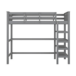 Sweiko Lit enfant avec compartiment de rangement et bureau sous le lit, gris 90 x 200 cm