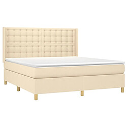 Acheter Maison Chic Lit adulte- Lit + matelas + LED,Sommier à lattes de lit matelas et LED Crème 180x200 cm Tissu -GKD54021