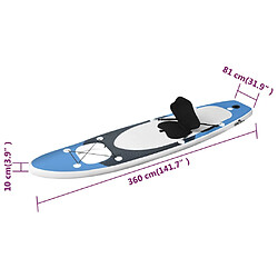 vidaXL Ensemble de planche SUP gonflable Bleu 360x81x10 cm pas cher