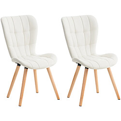 Decoshop26 Lot de 2 chaises de salle à manger dossier haut coutures décoratives assise en PVC blanc 10_0001645 