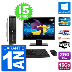 PC HP Compaq Pro 6300 SFF Ecran 22" Intel i5-2400 RAM 16Go 250Go Windows 10 Wifi · Occasion 