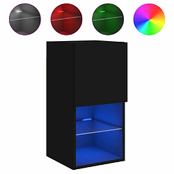 Maison Chic Meuble TV avec lumières LED, Banc TV pour salon, Meuble de rangement noir 30,5x30x60 cm -GKD88241