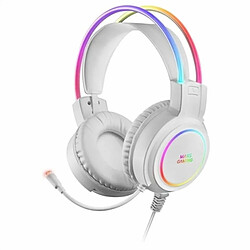 Casque avec Microphone Gaming Mars Gaming MHRGBW Blanc 