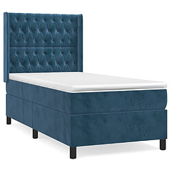 Maison Chic Lit Adulte - Lit simple Lit à sommier tapissier avec matelas moelleux - Meuble de Chambre - Bleu foncé 100x200 cm -MN12144