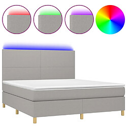 vidaXL Sommier à lattes de lit et matelas et LED Gris clair 160x200 cm