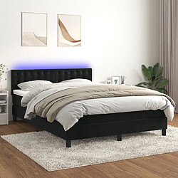 vidaXL Sommier à lattes de lit avec matelas et LED Noir 140x200 cm 