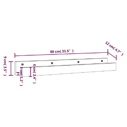 vidaXL Étagères murales 2 pcs Blanc 80x12x9 cm Bois de pin massif pas cher