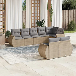 vidaXL Salon de jardin avec coussins 8 pcs beige résine tressée