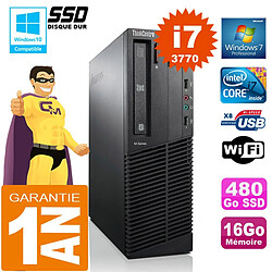 PC Lenovo M92p SFF Core I7-3770 Ram 16Go Disque 480 Go SSD Graveur DVD Wifi W7 · Occasion 