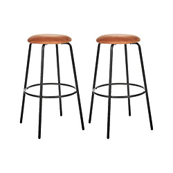 Beliani Tabouret de bar Set de 2 Velours Orange MORTON 