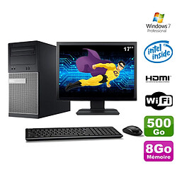 Lot PC Tour DELL 3010 MT G2020 Graveur 8Go 500Go HDMI Wifi W7 + Ecran 17" - Occasion