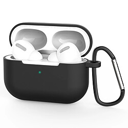 Wewoo Coque Pour AirPods Pro 3 Housse de protection en silicone écouteurs sans fil avec trou lanière et mousqueton noir 