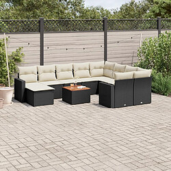 Maison Chic Salon de jardin 11 pcs avec coussins, Ensemble Tables et chaises d'extérieur noir résine tressée -GKD894378