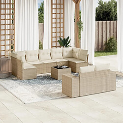 Maison Chic Salon de jardin avec coussins 10 pcs, Ensemble Tables et chaises de jardin, beige résine tressée -GKD395297