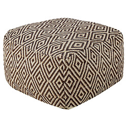 Beliani Pouf en laine marron et beige 60 x 60 cm MANISA