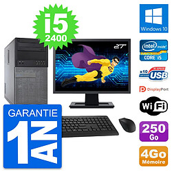 PC Tour Dell 790 MT Ecran 27" Intel i5-2400 RAM 4Go Disque 250Go Windows 10 Wifi - Occasion