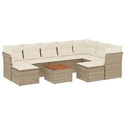 Maison Chic Salon de jardin avec coussins 10 pcs, Ensemble Tables et chaises de jardin, beige résine tressée -GKD703374