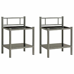 Maison Chic Lot de 2 Tables de chevet,Table de nuit,Table d'appoint pour salon Gris et noir Métal et verre -MN51462