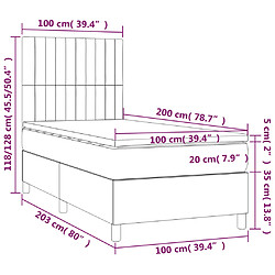 vidaXL Sommier à lattes de lit matelas et LED Marron foncé 100x200 cm pas cher