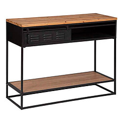 Pegane Console avec 1 porte en bois / fer coloris noir - Longueur 110 x Profondeur 40 x Hauteur 85 cm