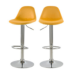 Rendez Vous Deco Chaise de bar Pavo en velours jaune 60/82 cm (lot de 2) 