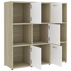 Maison Chic Bibliothèque - Armoire de livres Blanc et chêne sonoma 90x30x90 cm Aggloméré -GKD75633 pas cher