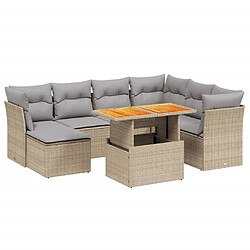 vidaXL Salon de jardin avec coussins 8 pcs beige résine tressée