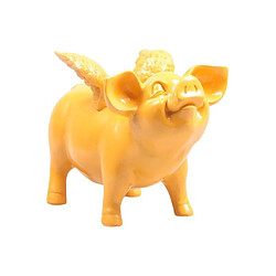 Stoobz Tirelire cochon avec ailes en résine 14 x 25 x 15 cm jaune.