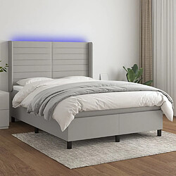 vidaXL Sommier à lattes de lit matelas LED Gris clair 140x200 cm Tissu 