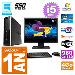 PC HP Compaq 8100 SFF Ecran 19" i5-650 RAM 4Go SSD 960Go Graveur DVD Wifi W7 · Occasion 