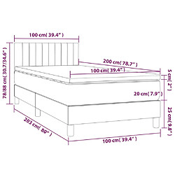 vidaXL Sommier à lattes de lit avec matelas LED Noir 100x200 cm Tissu pas cher