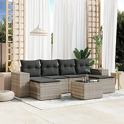 vidaXL Salon de jardin avec coussins 7 pcs gris clair résine tressée 