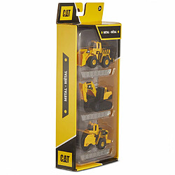 CAT Pack de 3 engins chantier metal - chargeur, rouleau, excavatrice 10 cm