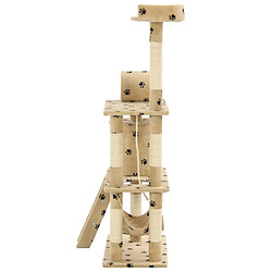 Arbre à chat,niche pour chat avec griffoir en sisal 140cm Beige Motif de pattes -MN64334 pas cher