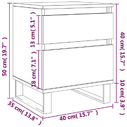 vidaXL Tables de chevet 2 pcs blanc 40x35x50 cm bois d’ingénierie pas cher