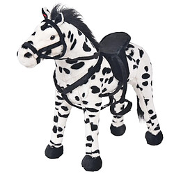 vidaXL Jouet en peluche Cheval Noir et blanc XXL 